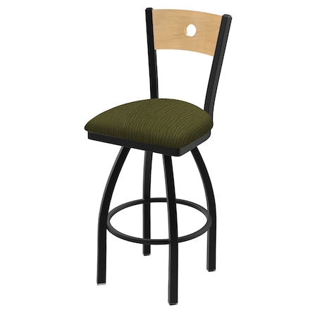 Holland Bar Stool Co 25" Swivel Counter Stool, Black Wrinkle, Nat Back, Graph Parrot Seat 83025BWNatMplB015